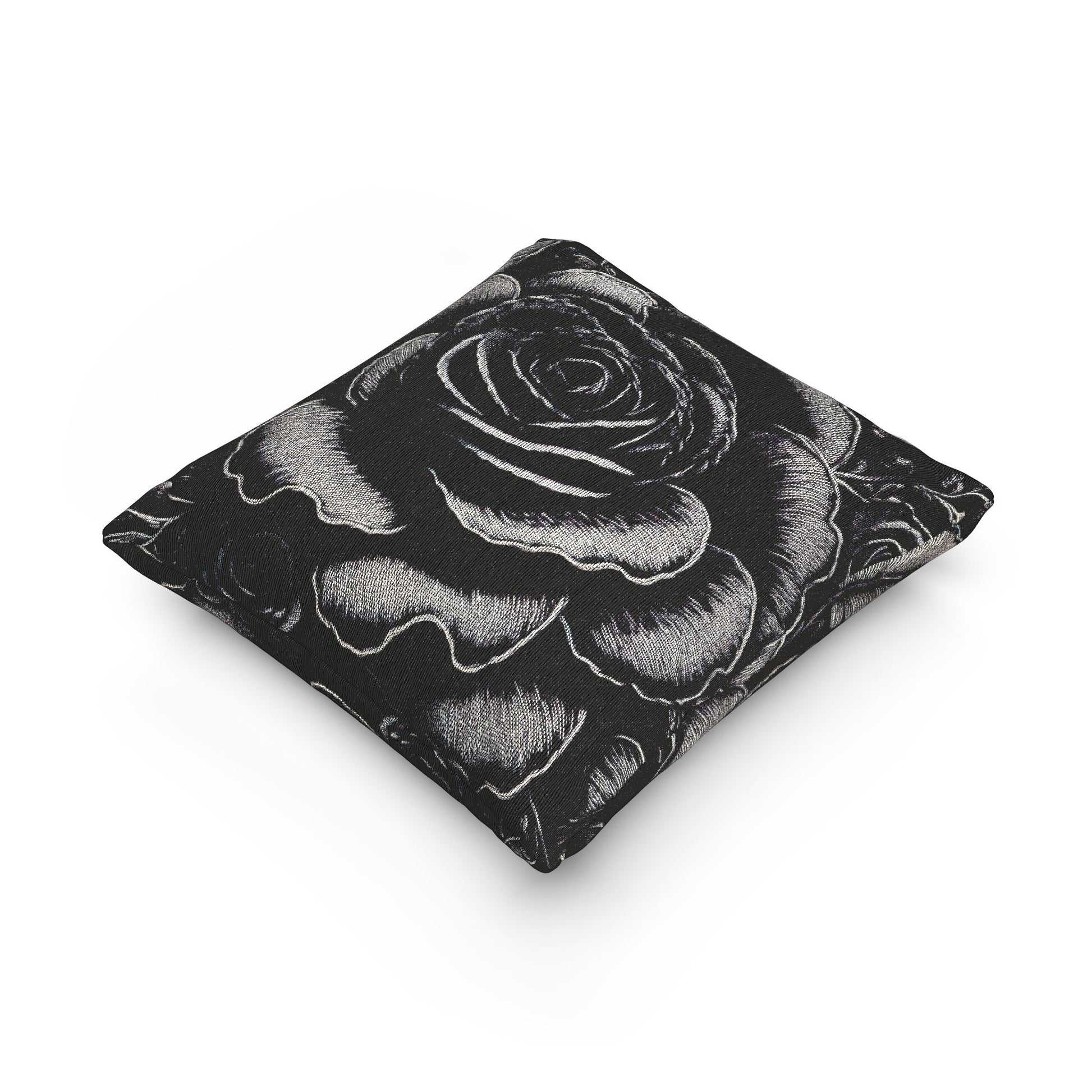 Woven Pillow - Midnight Elegance Large Rose
