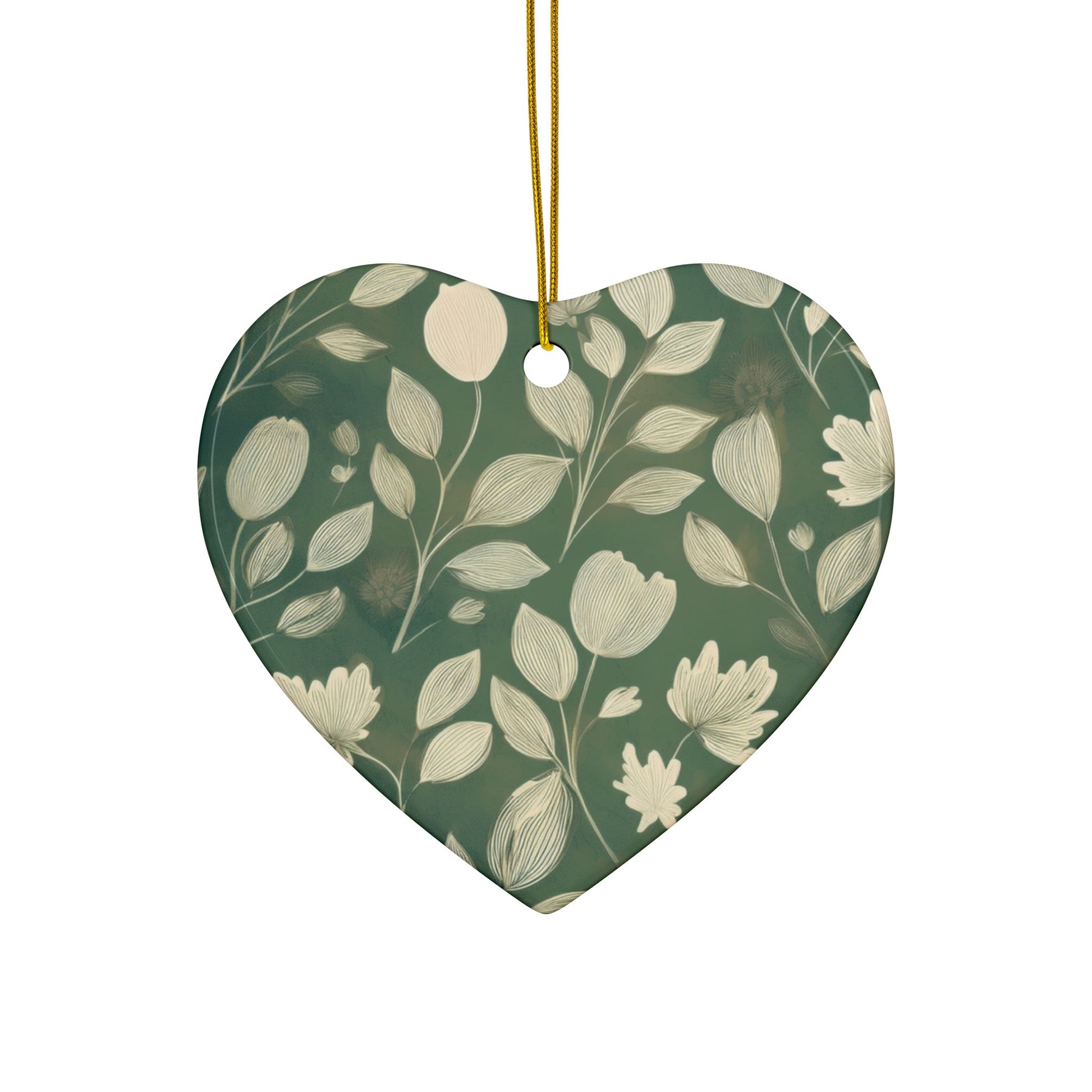 Ceramic Ornament – Green Botanical