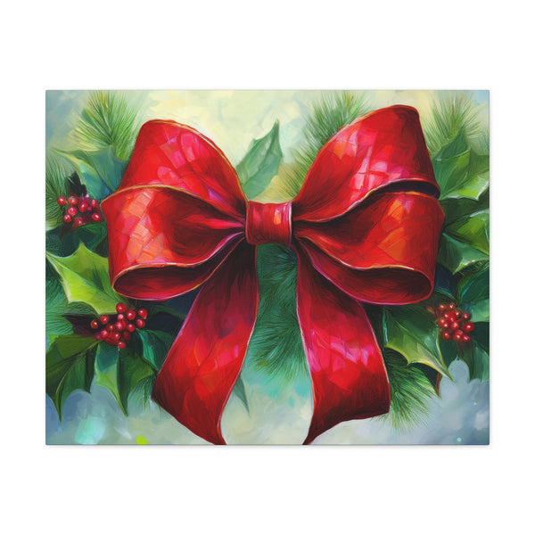 Canvas Wall Art – Christmas Red Bow