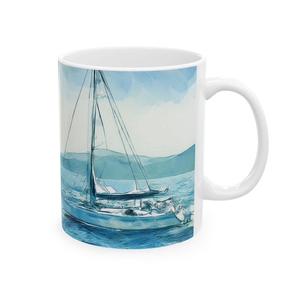 Ceramic Mug – Coastal Sailboats