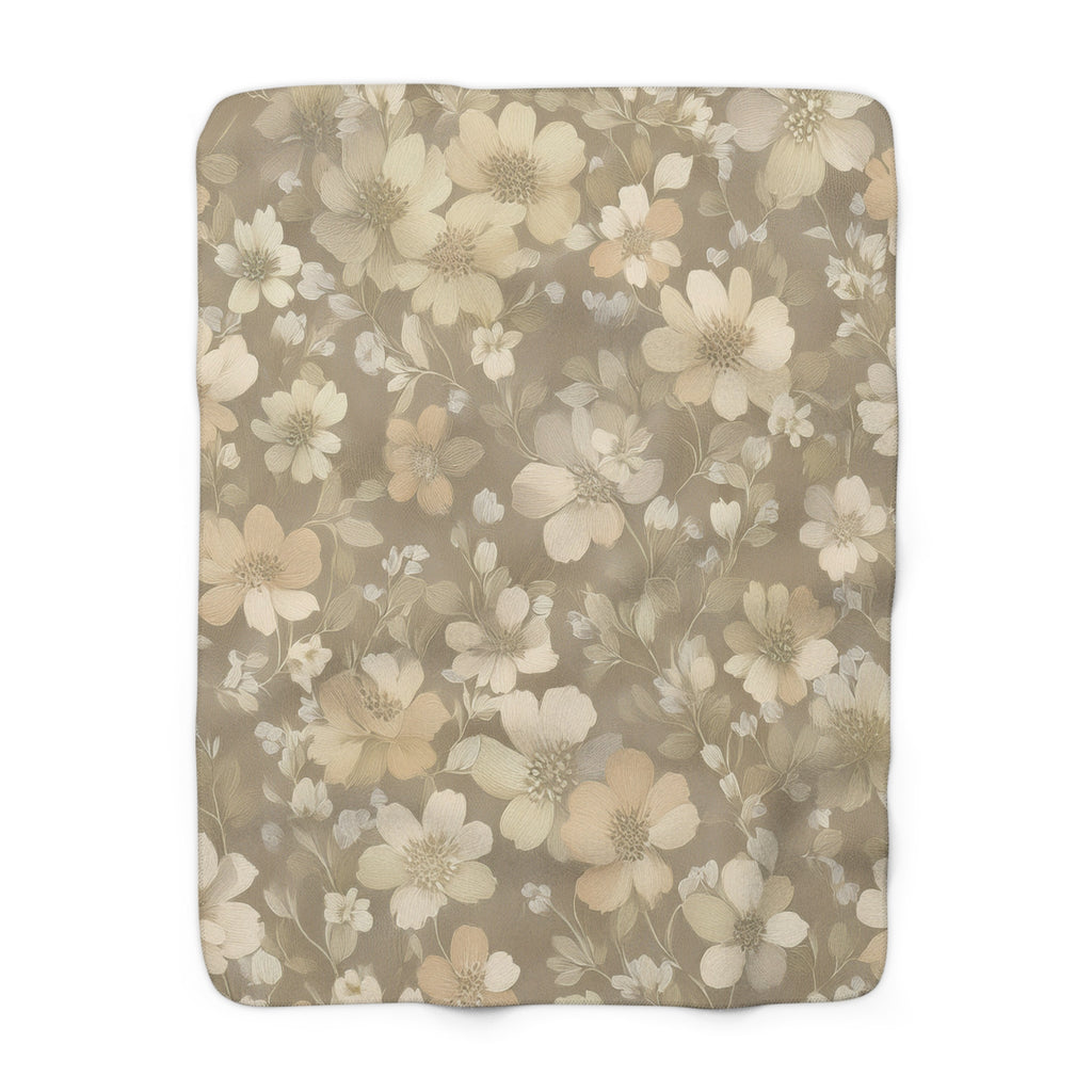 Sherpa Fleece Blanket – Muted Meadow Floral