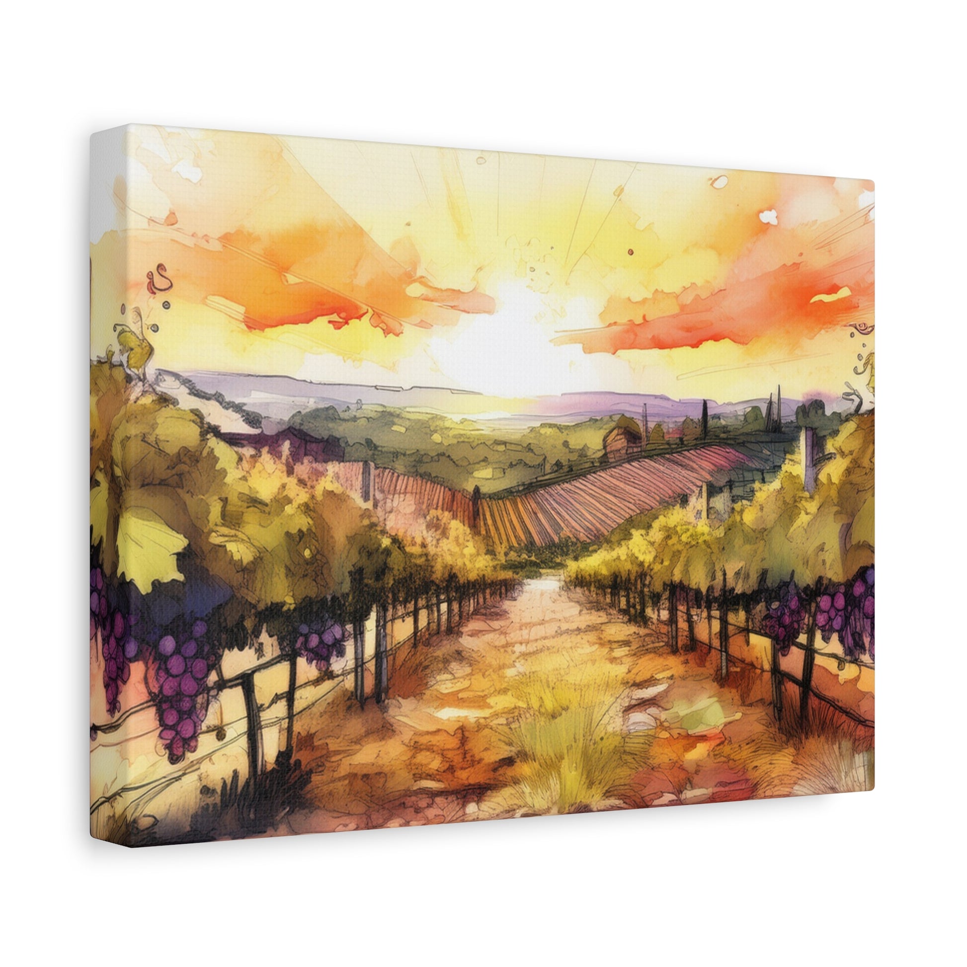 Canvas Wall Art - Vineyard Sunset