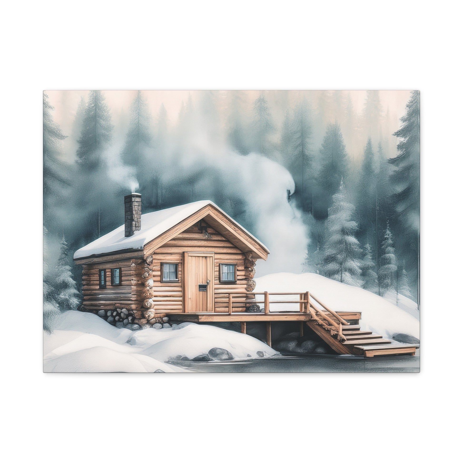 Canvas Wall Art – Nordic Winter Cabin