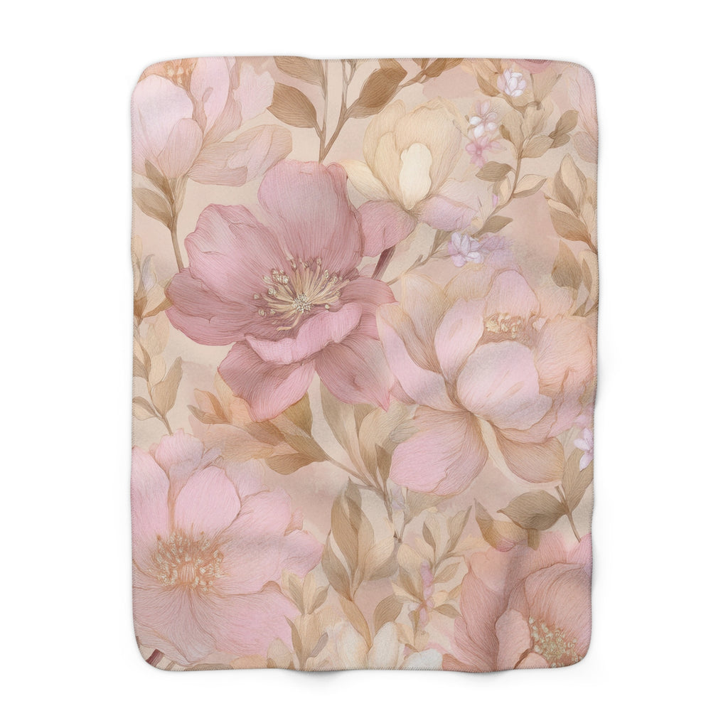 Sherpa Fleece Blanket – Blush Floral