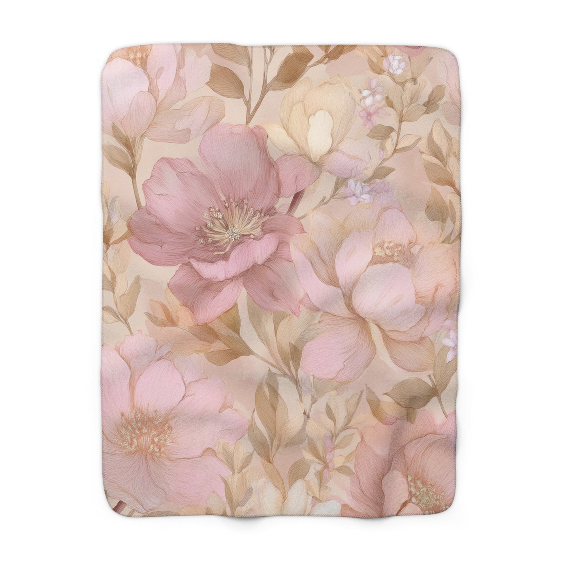 Sherpa Fleece Blanket – Blush Floral