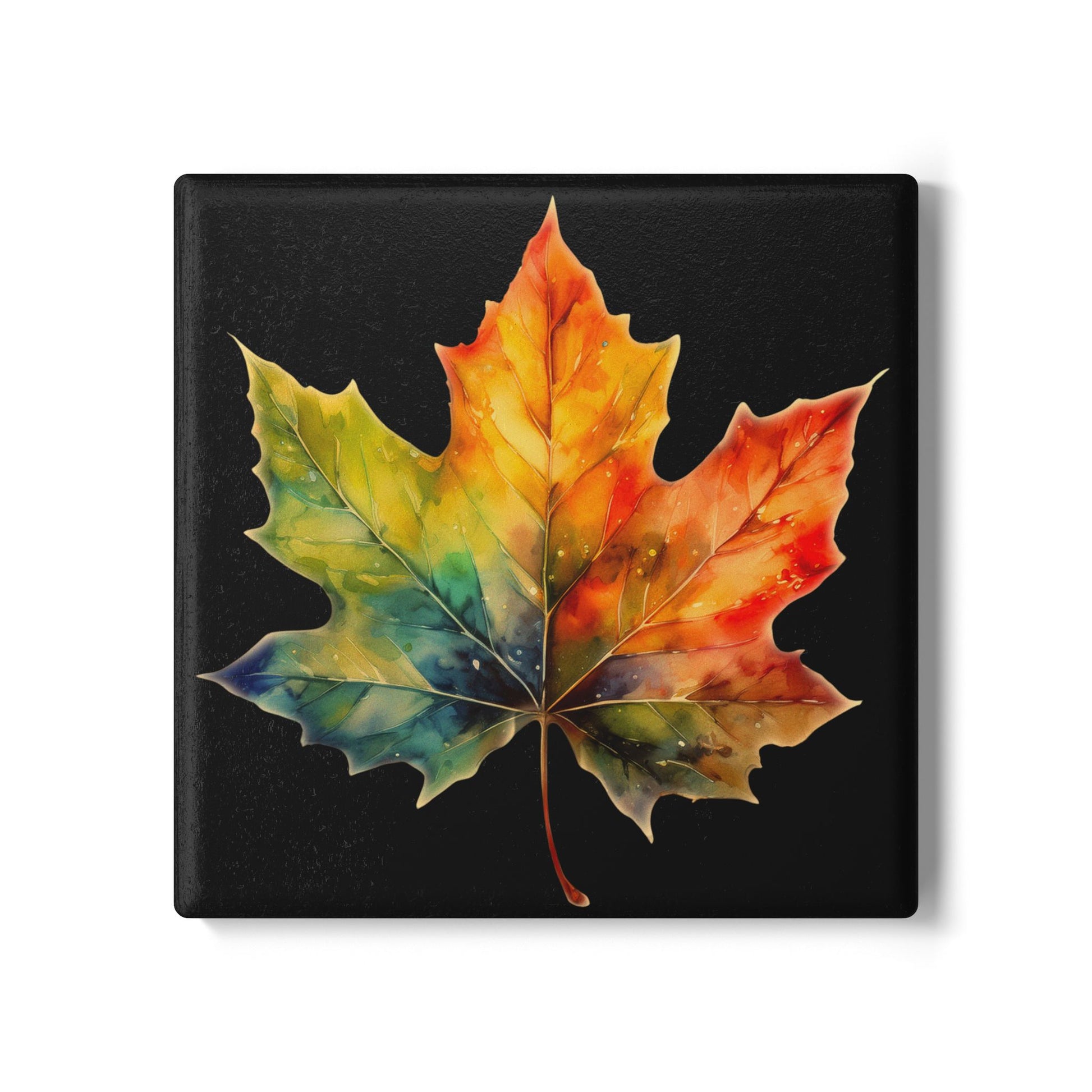 Ceramic Coaster – Colorful Maple Leaf