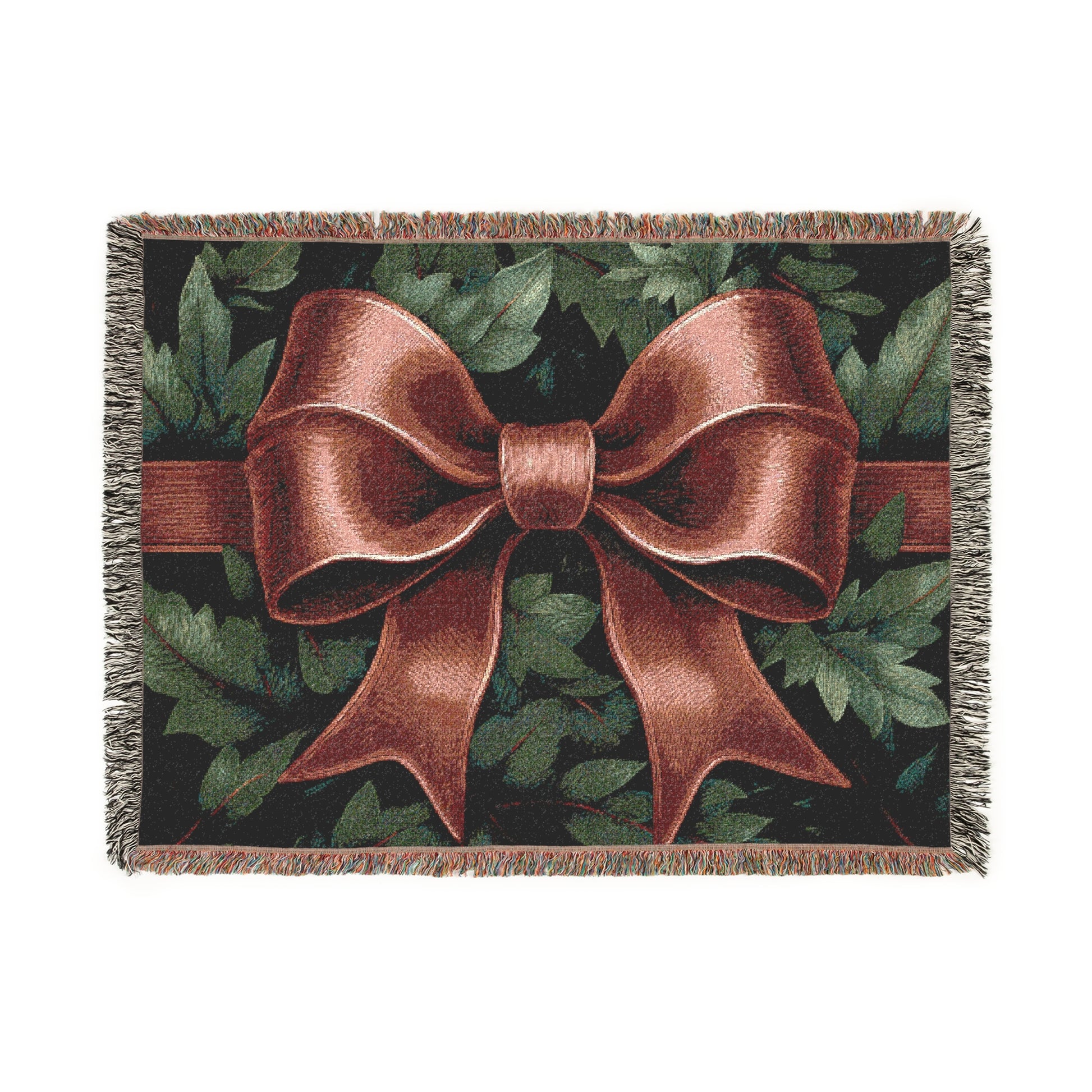 Woven Blanket – Christmas Red Bow