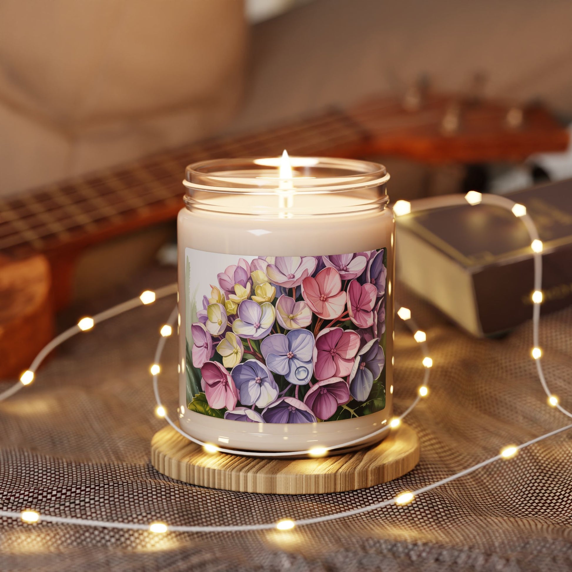 Scented Soy Candle - Pink & Purple Hydrangeas