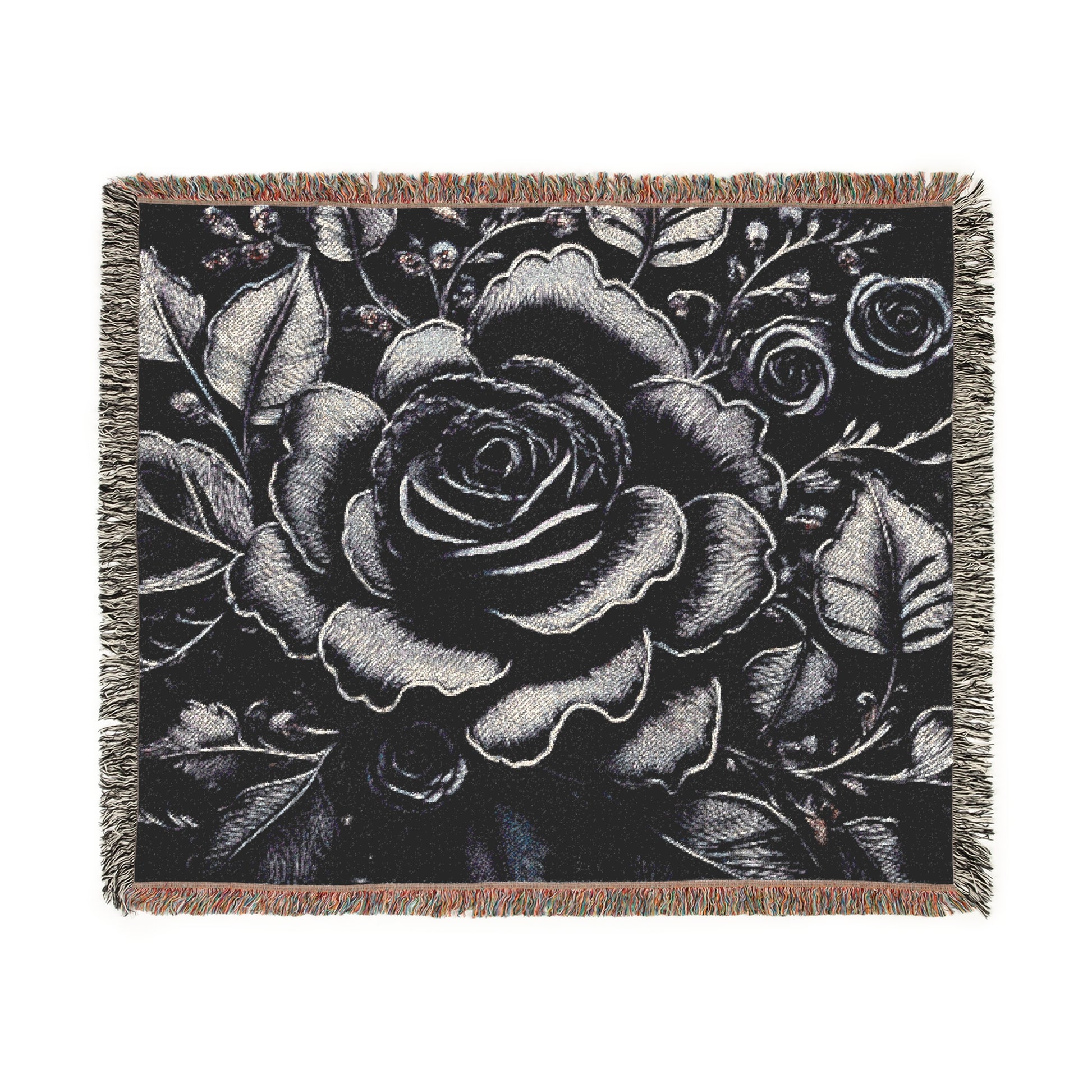 Woven Throw - Midnight Elegance Black Rose