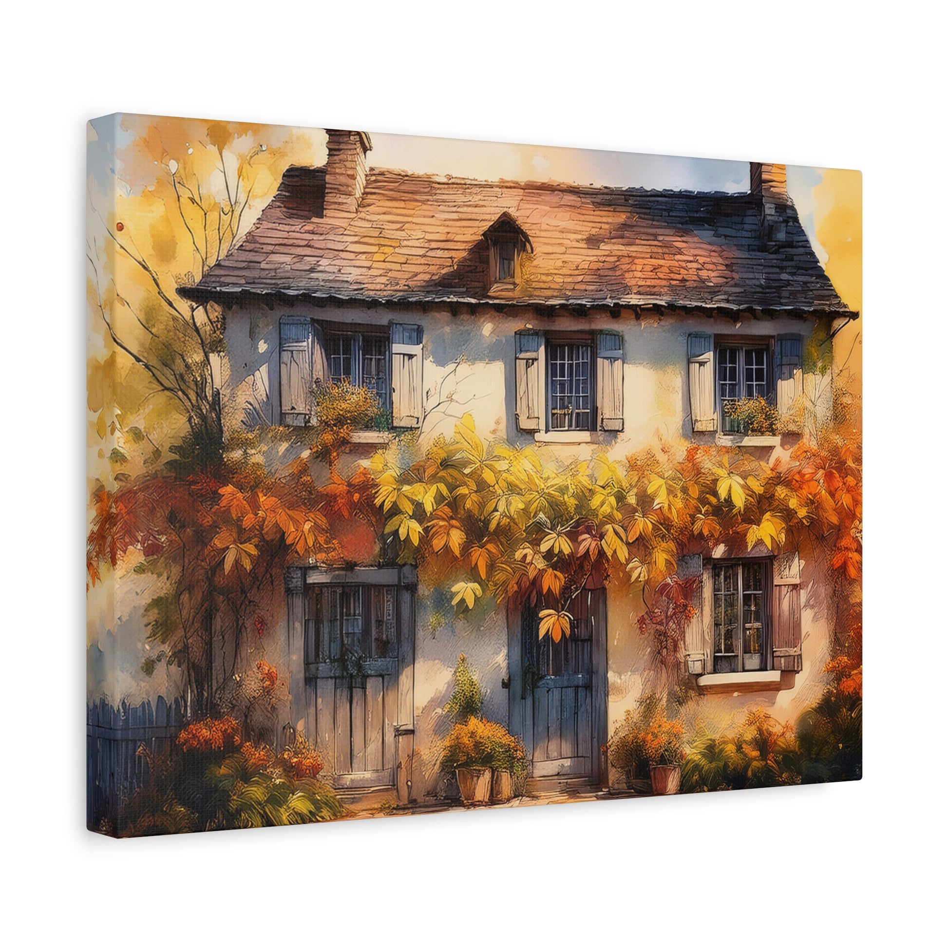 Canvas Wall Art - English Fall Cottage