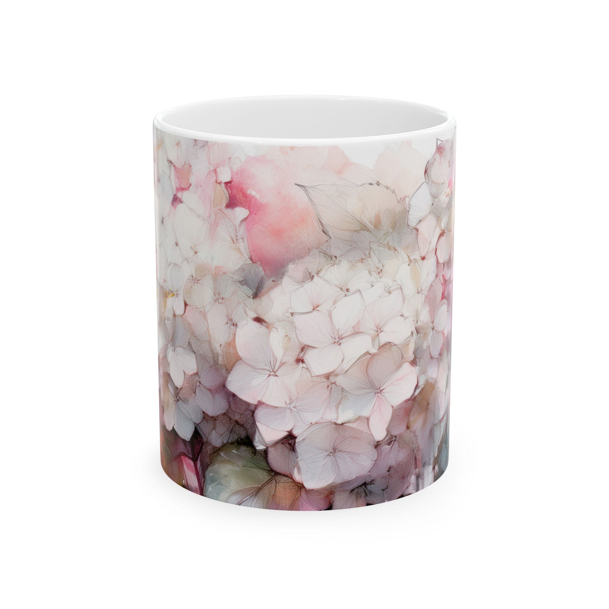 Ceramic Mug - White & Pink Hydrangeas