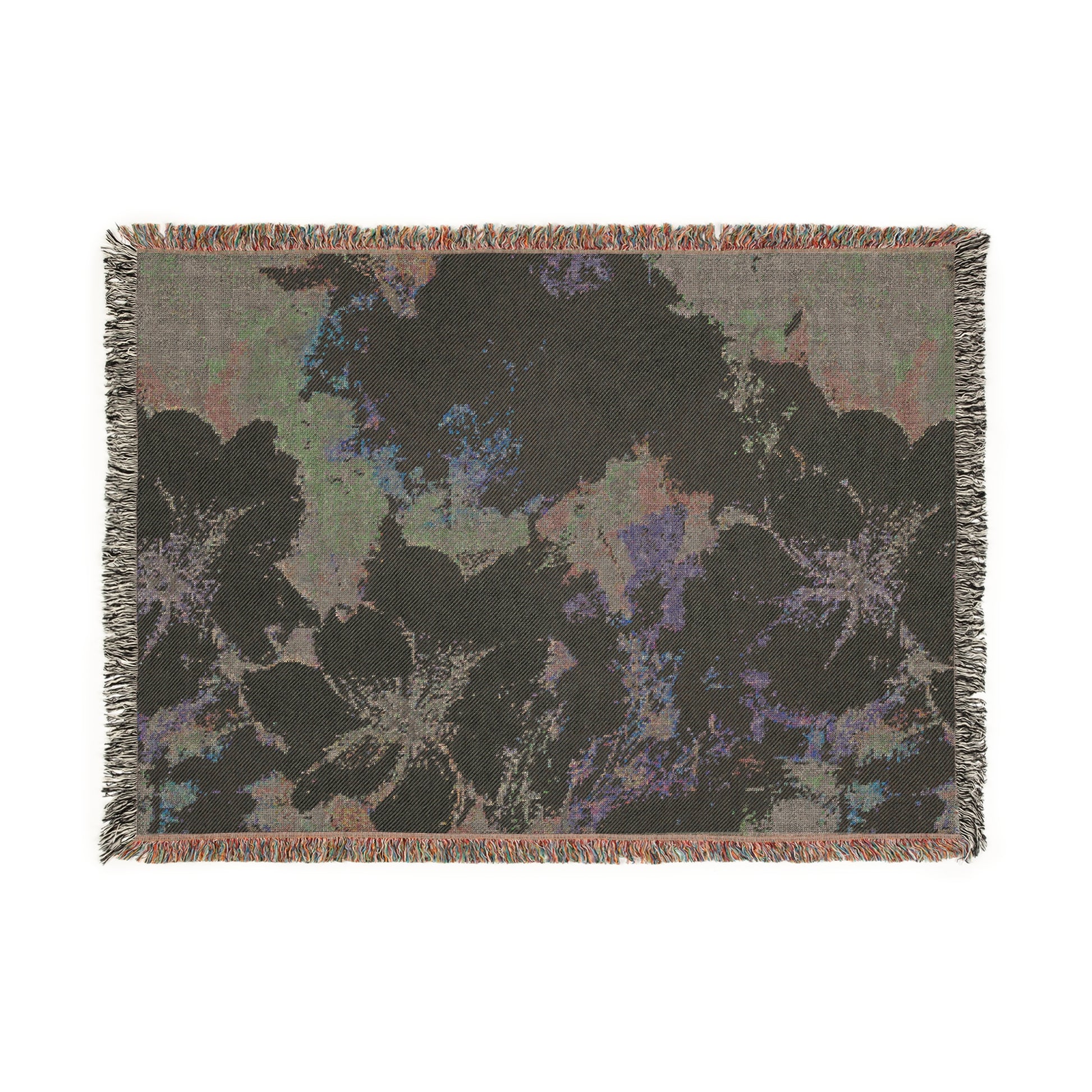 Woven Throw - Yellow & Purple Flowers