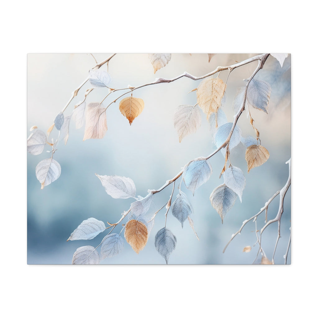 Canvas Wall Art – Frosted Woodland Leaves
