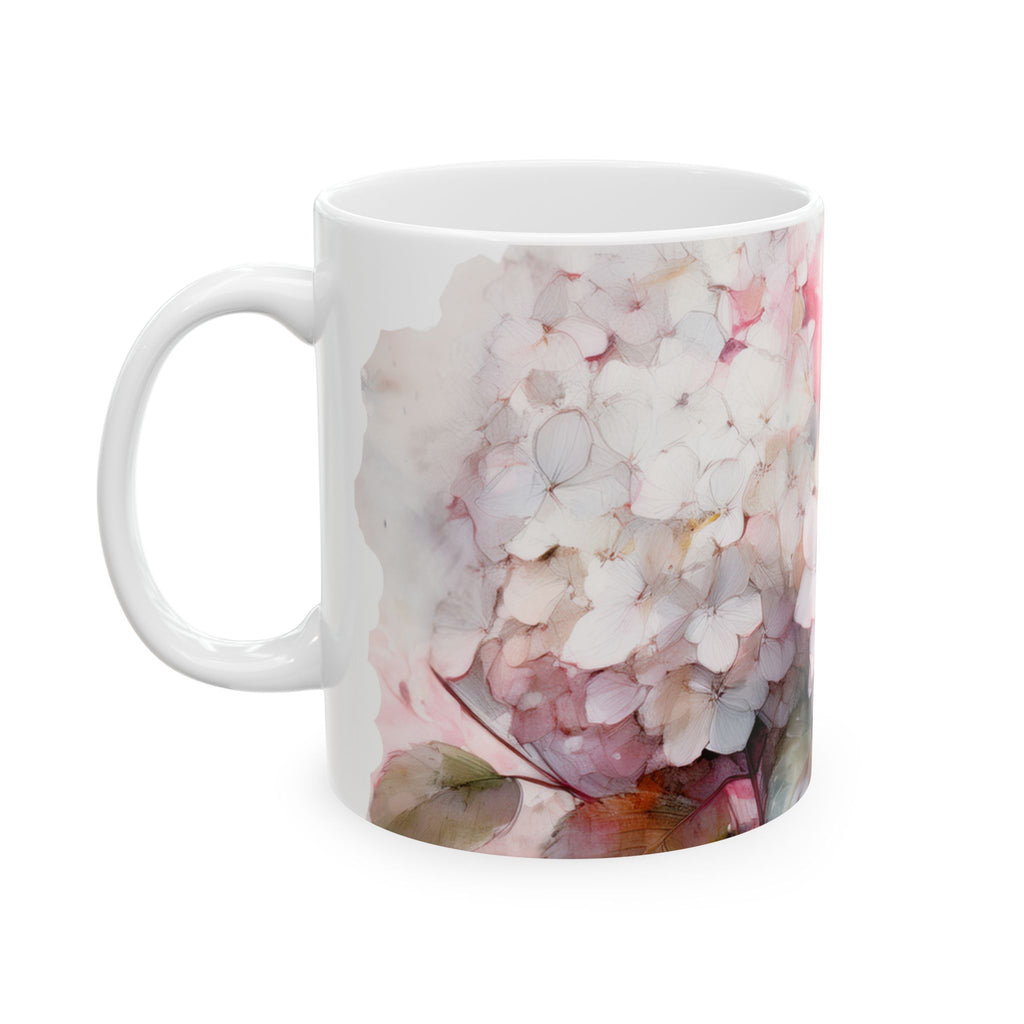 Ceramic Mug - White & Pink Hydrangeas