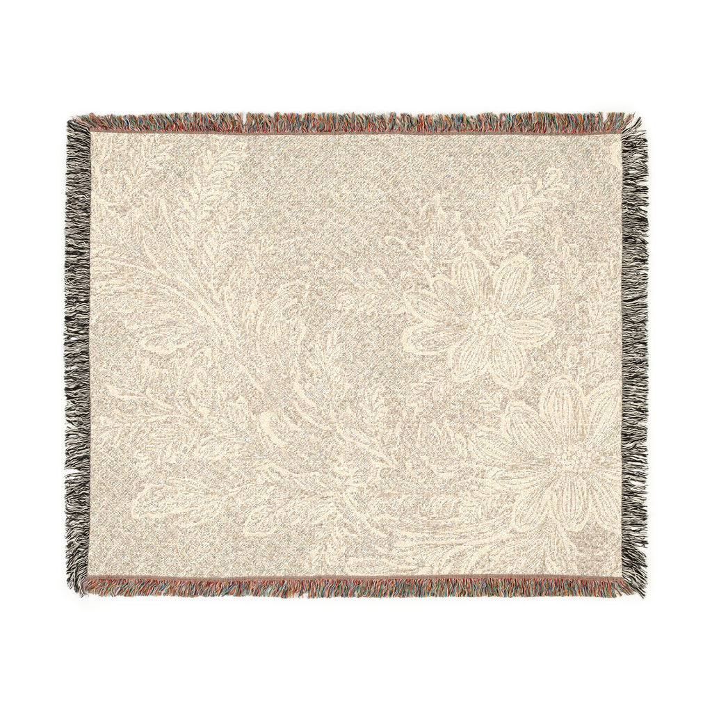 Woven Blanket – Beige Lace Blossom