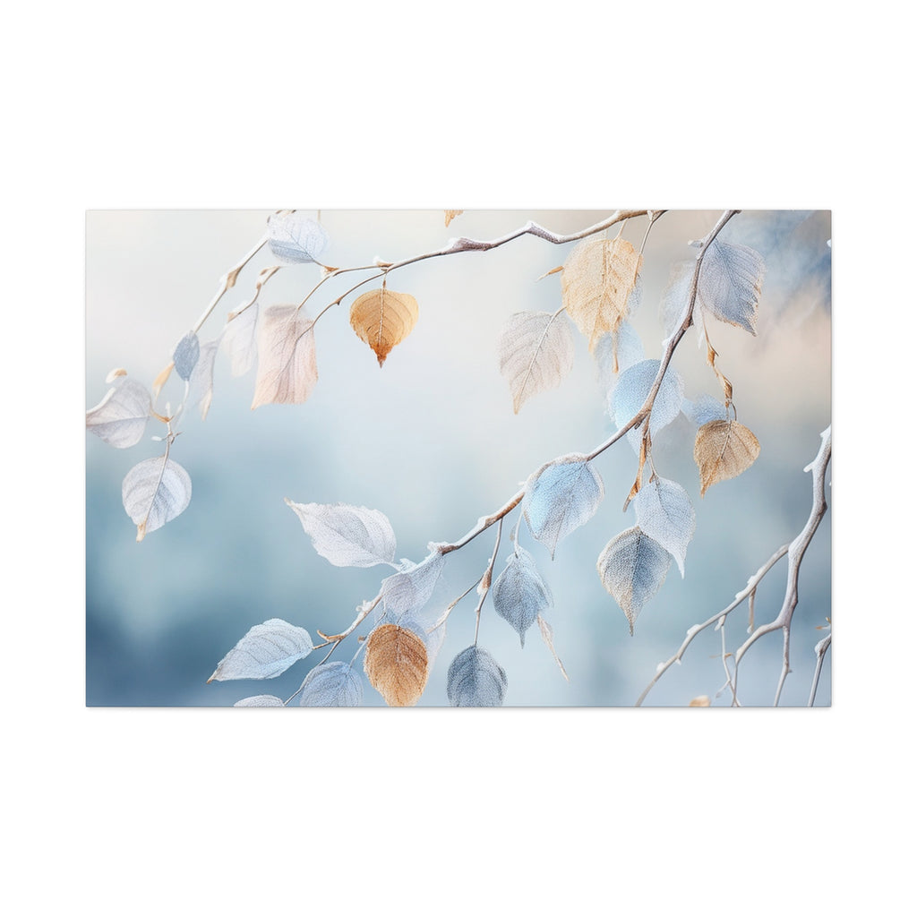 Canvas Wall Art – Frosted Woodland Leaves