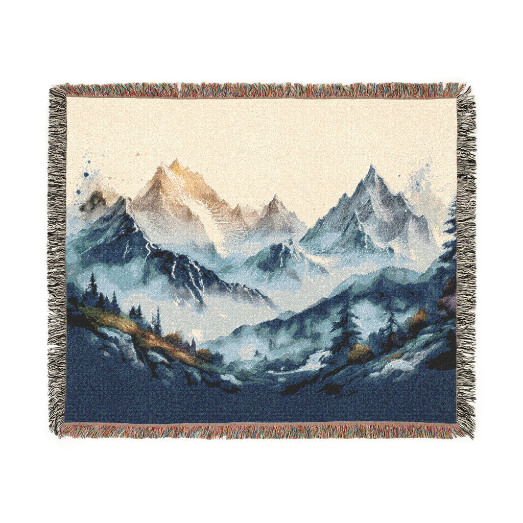 Cotton Woven Blanket - Mountains