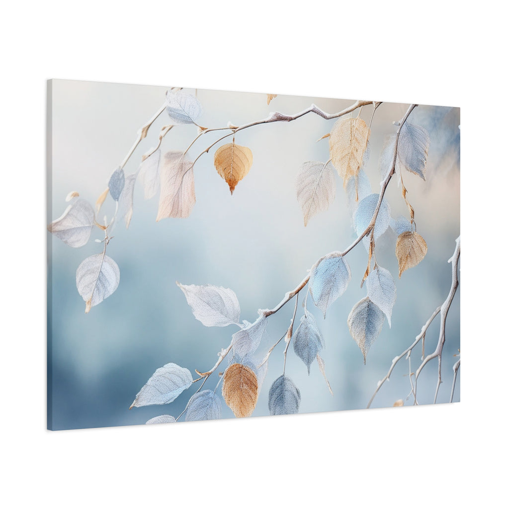 Canvas Wall Art – Frosted Woodland Leaves