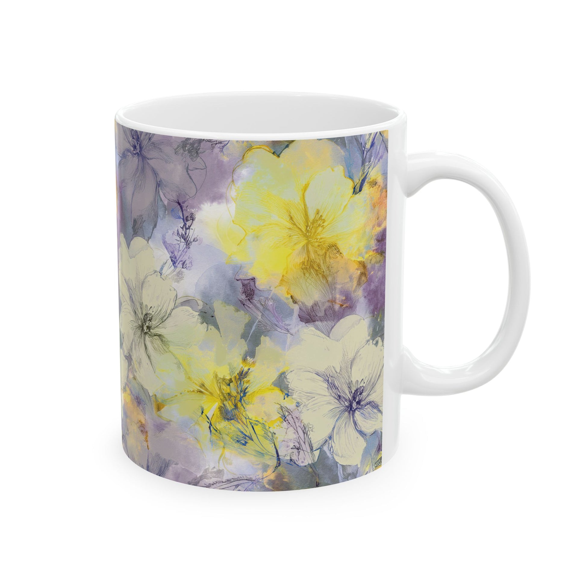 Ceramic Mug – Purple & Yellow Flowers