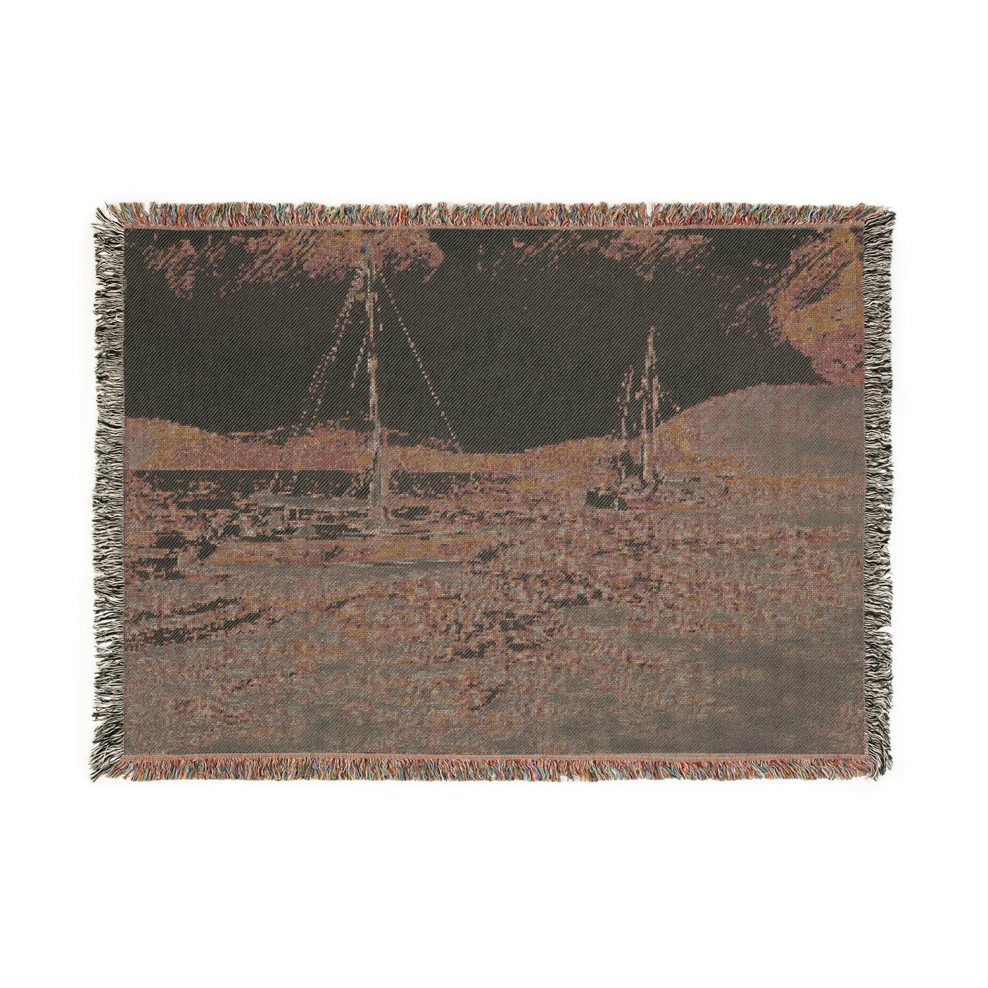 Woven Blanket - Coastal Sailboats