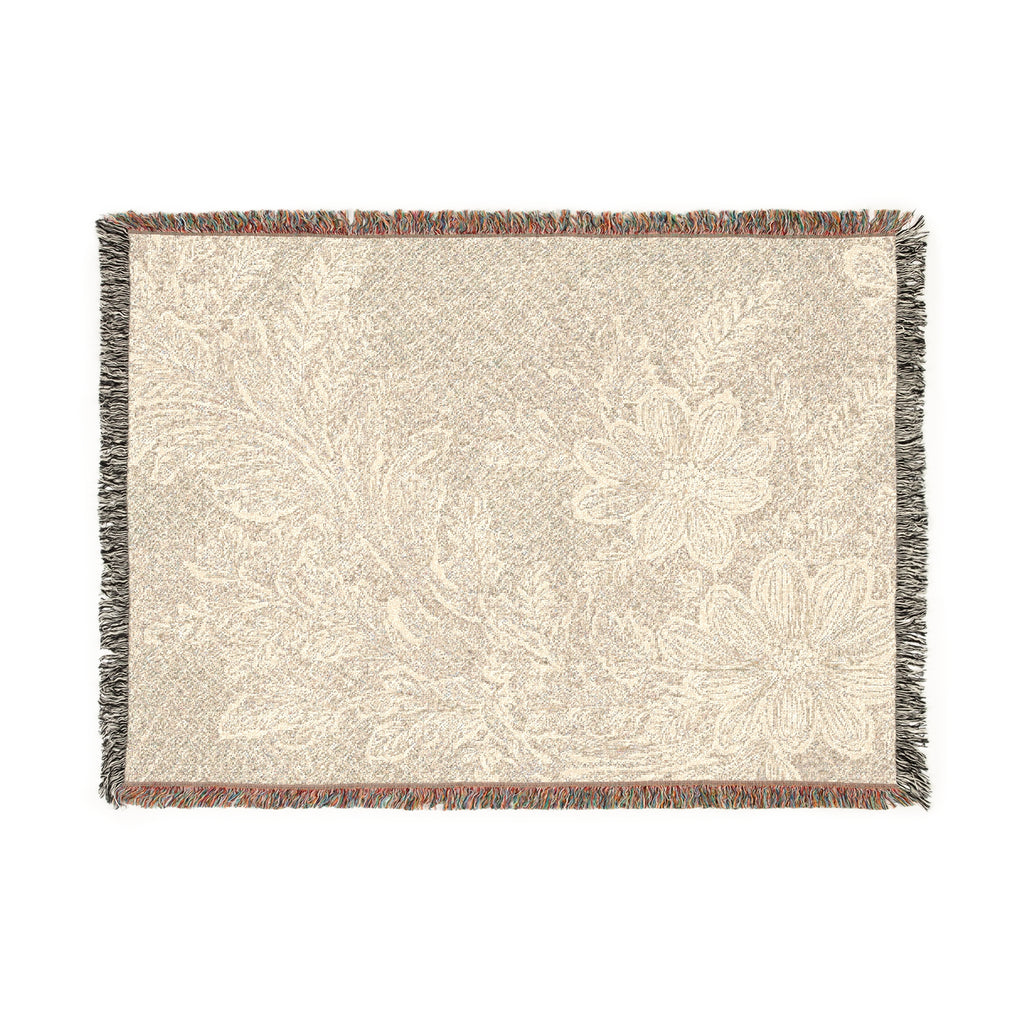 Woven Blanket – Beige Lace Blossom