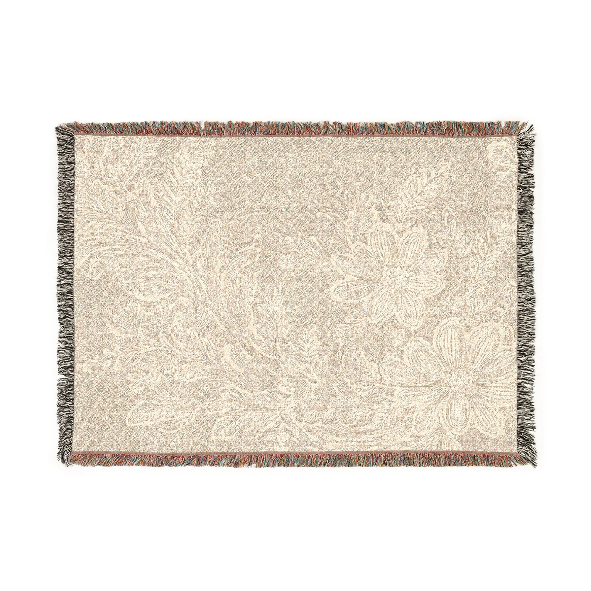 Woven Blanket – Beige Lace Blossom