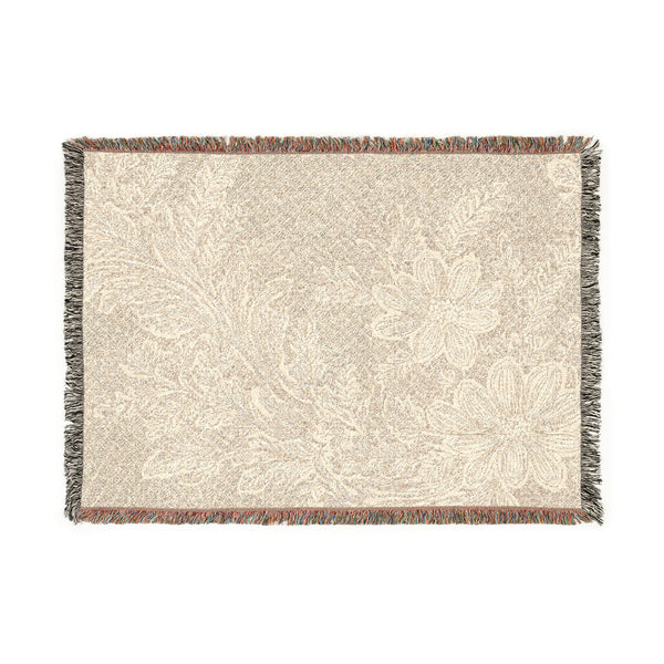 Woven Blanket – Beige Lace Blossom