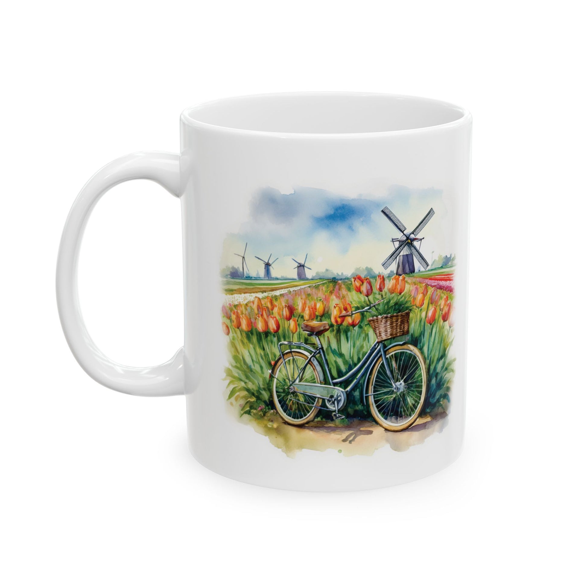 Ceramic Mug – Netherlands Tulips & Windmills