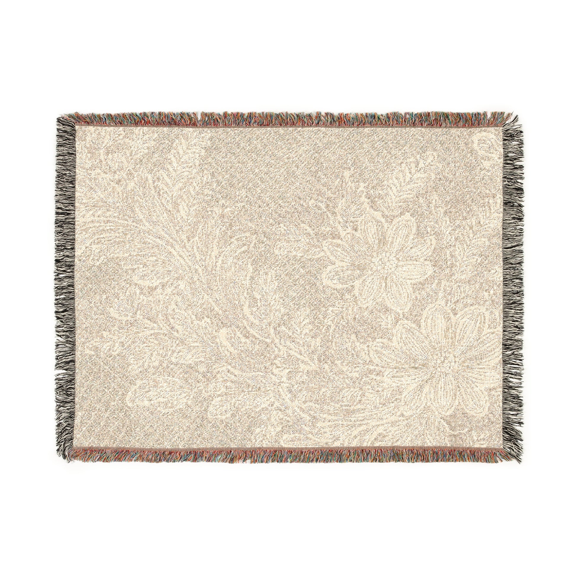 Woven Blanket – Beige Lace Blossom