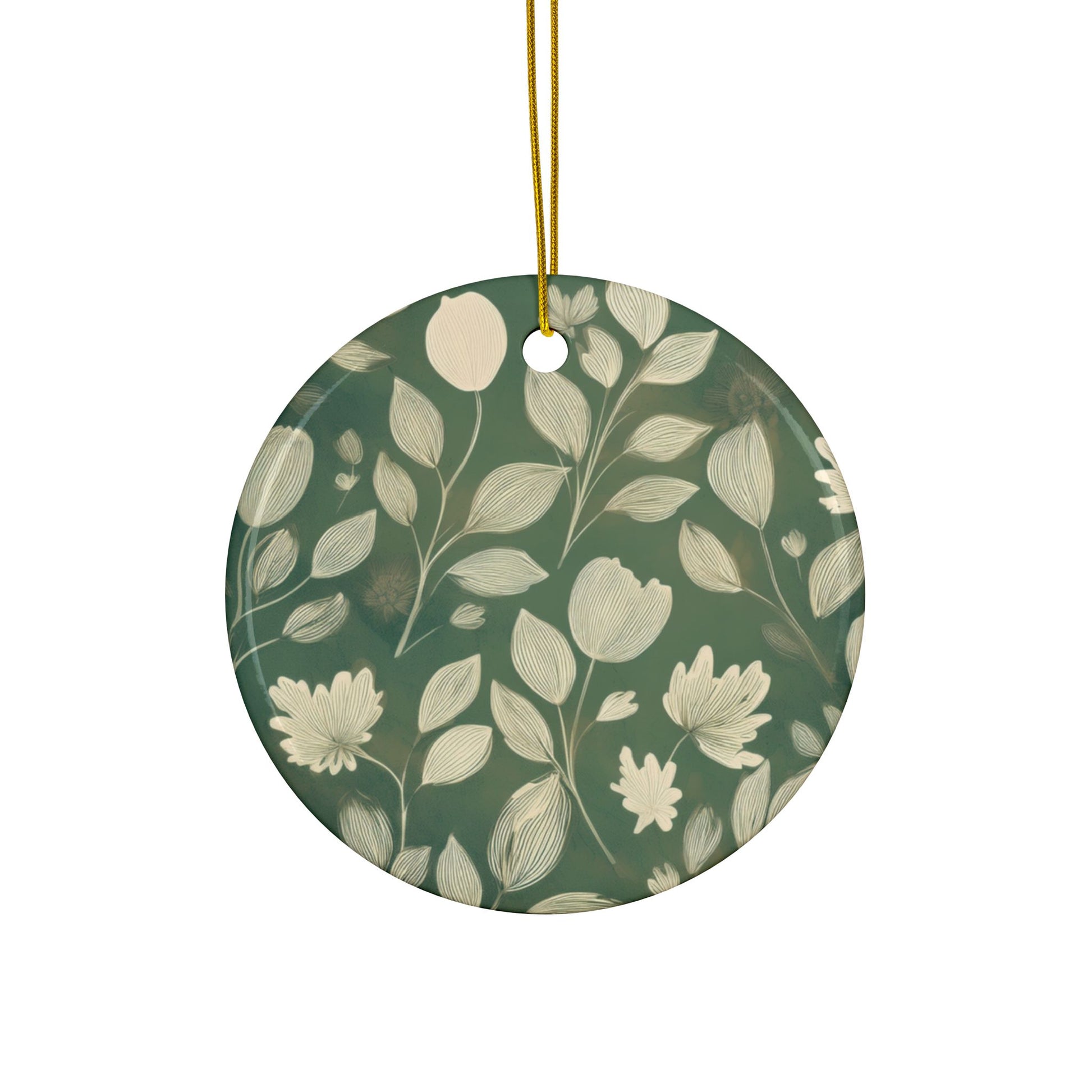 Ceramic Ornament – Green Botanical