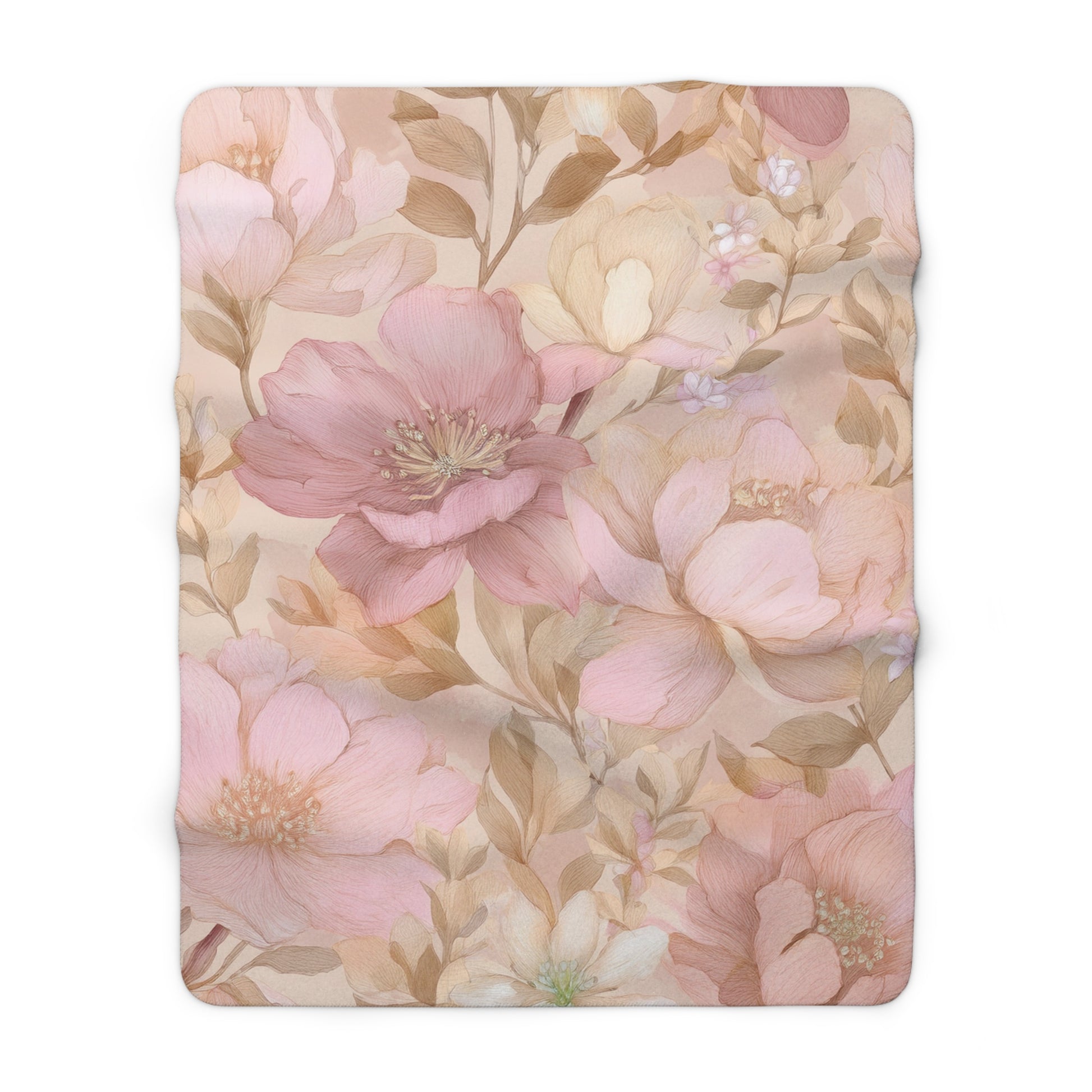 Sherpa Fleece Blanket – Blush Floral