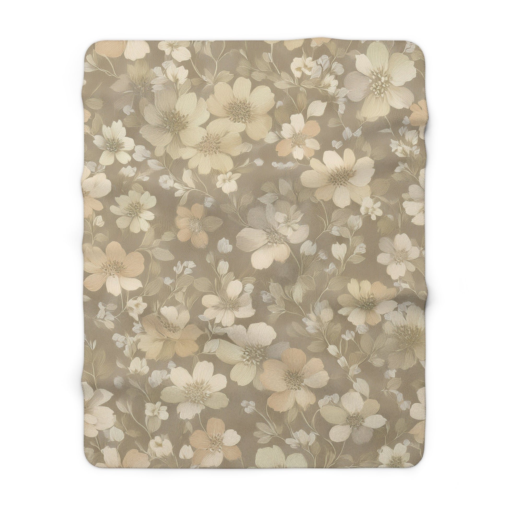 Sherpa Fleece Blanket – Muted Meadow Floral