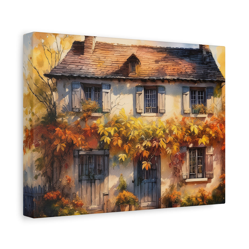 Canvas Wall Art - English Fall Cottage