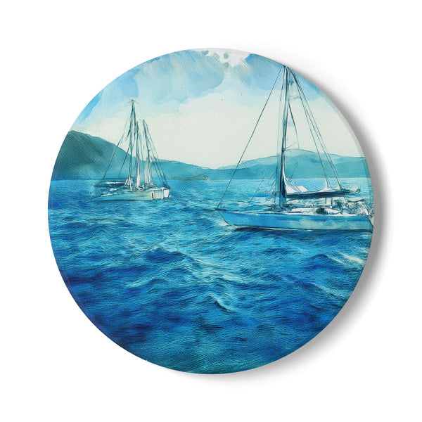 home decor with coastal sailboats scene design