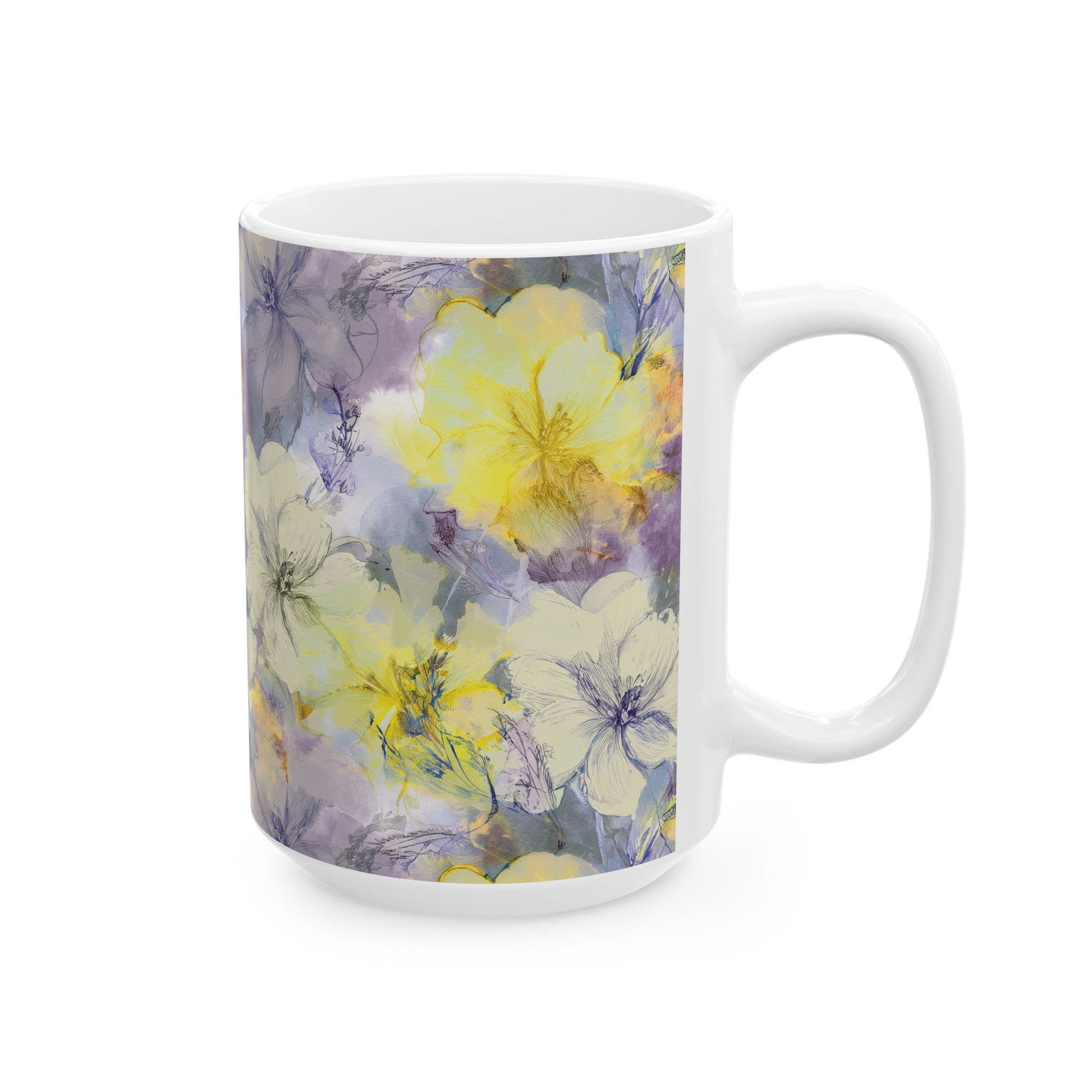 Ceramic Mug – Purple & Yellow Flowers