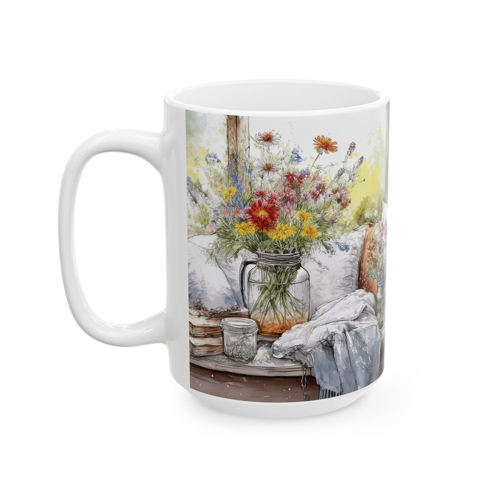 Ceramic Mug - Flowers & Farmhouse Charm