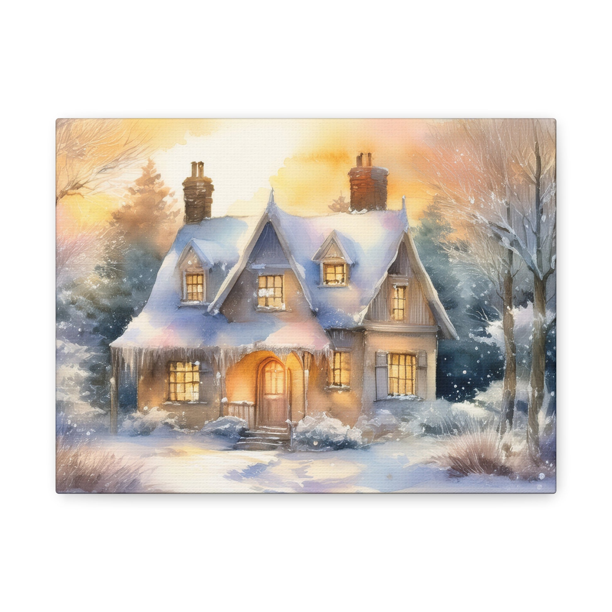 Canvas Wall Art - French Alpine Winter Cottage