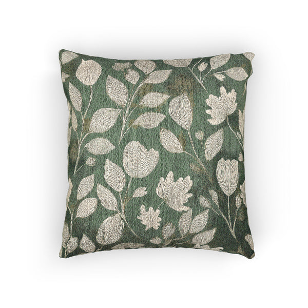 Woven Pillow – Sage Botanical Bloom