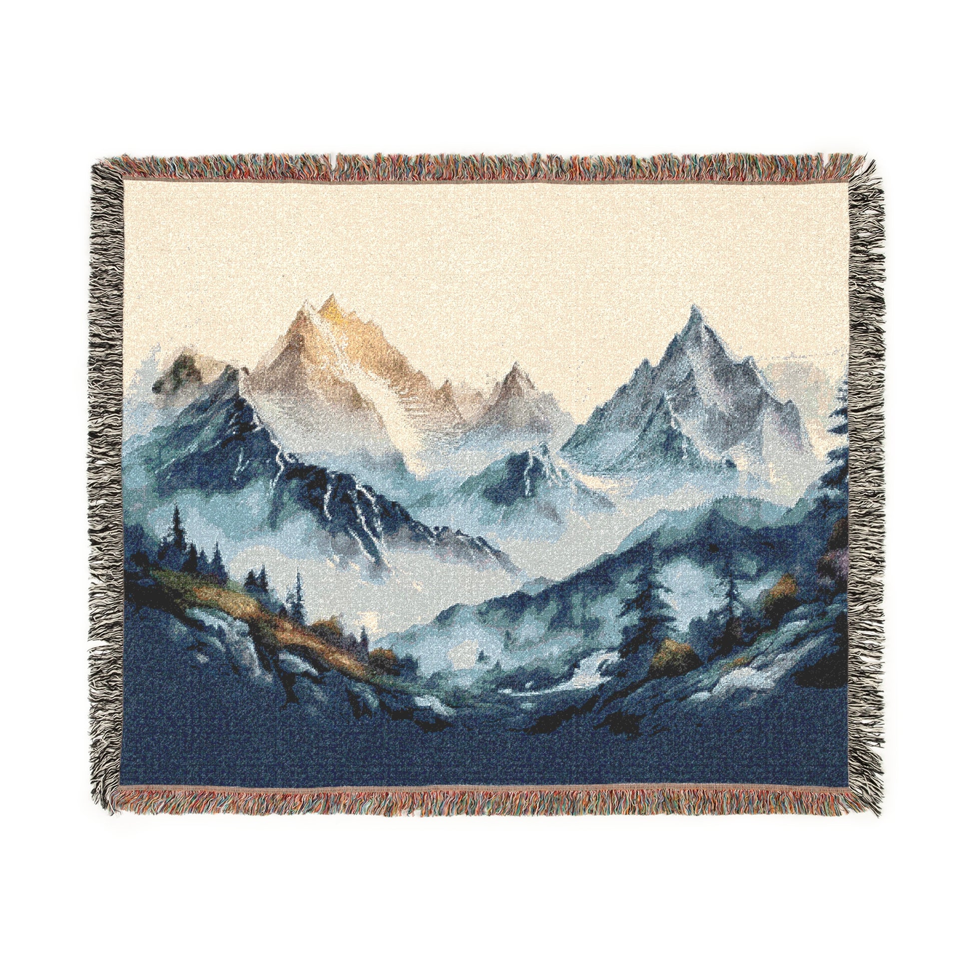 Cotton Woven Blanket - Mountains
