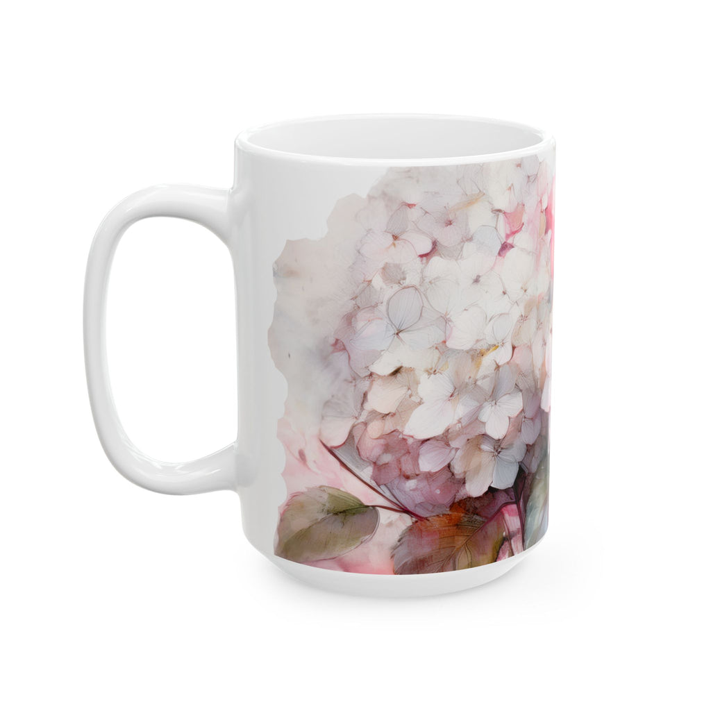 Ceramic Mug - White & Pink Hydrangeas