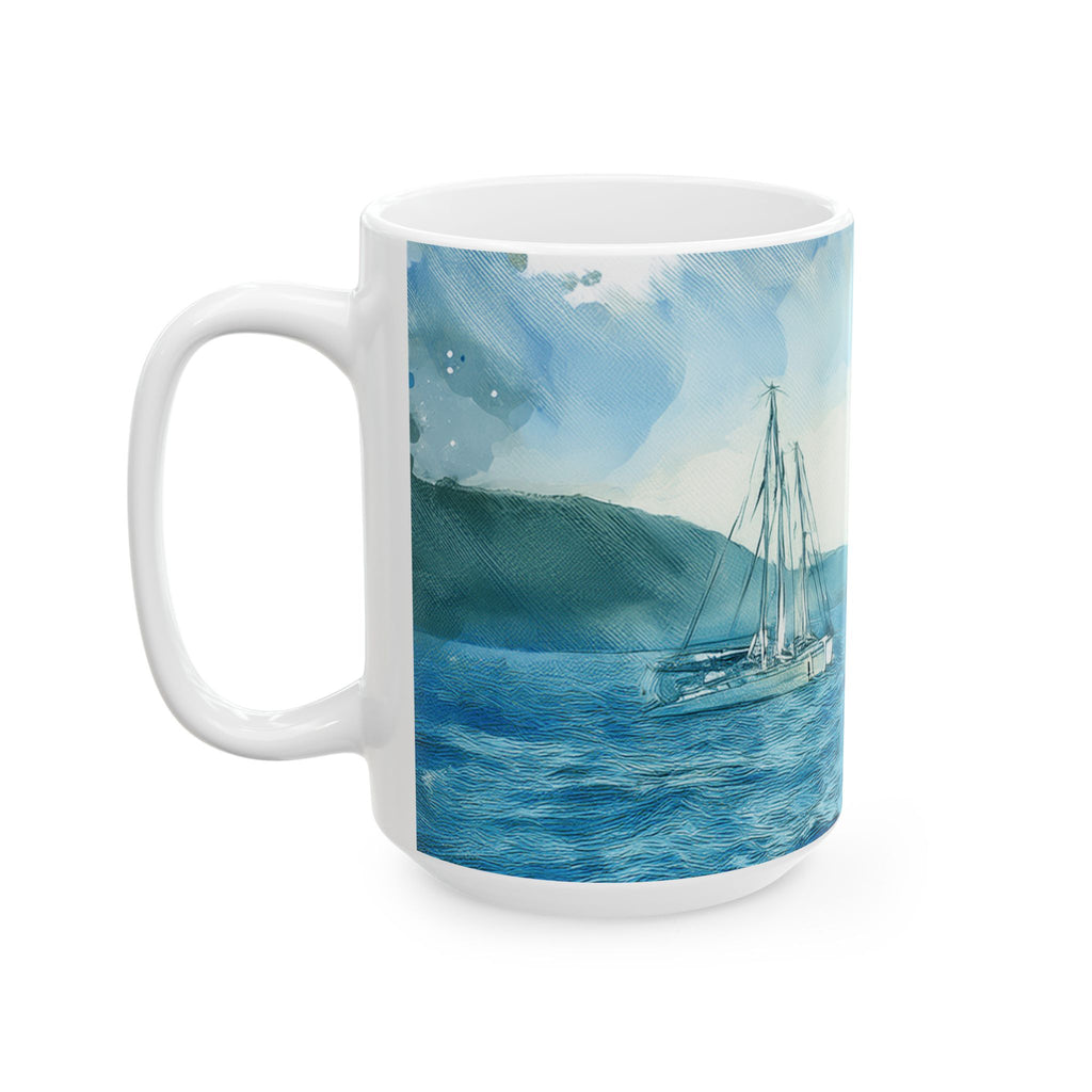 Ceramic Mug – Coastal Sailboats