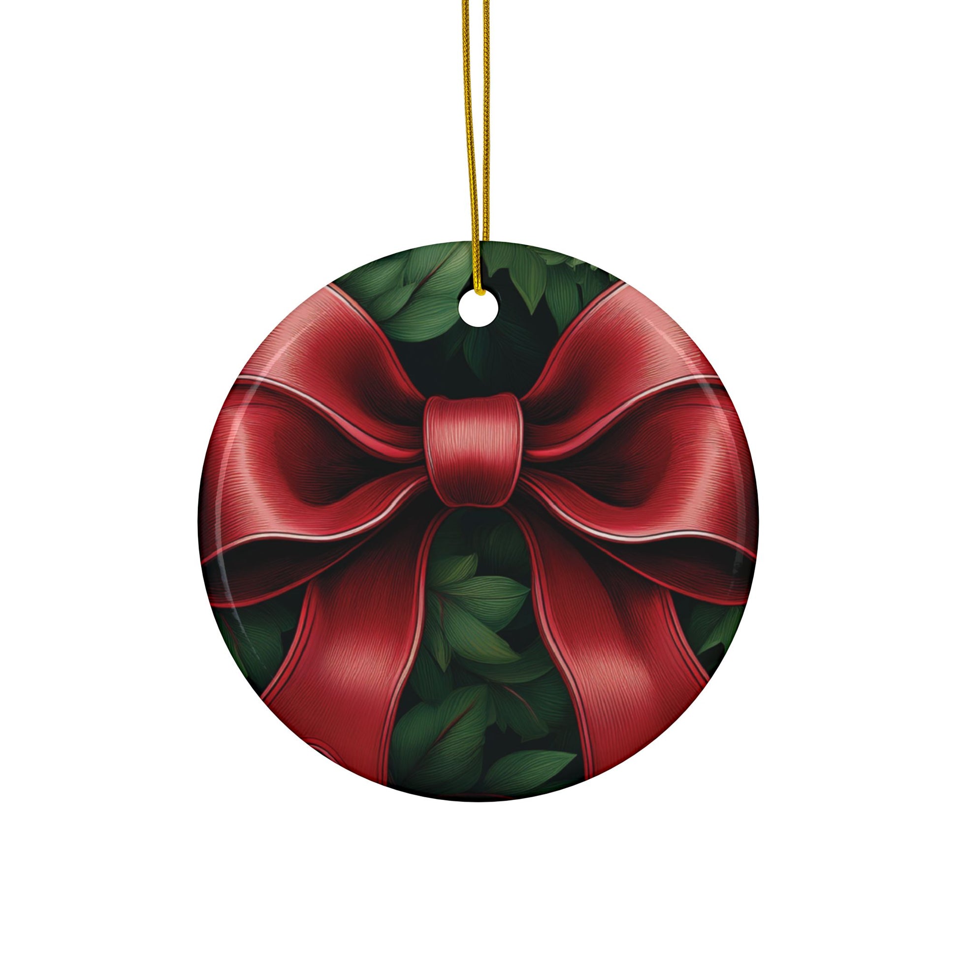 Ceramic Ornament – Christmas Red Bow