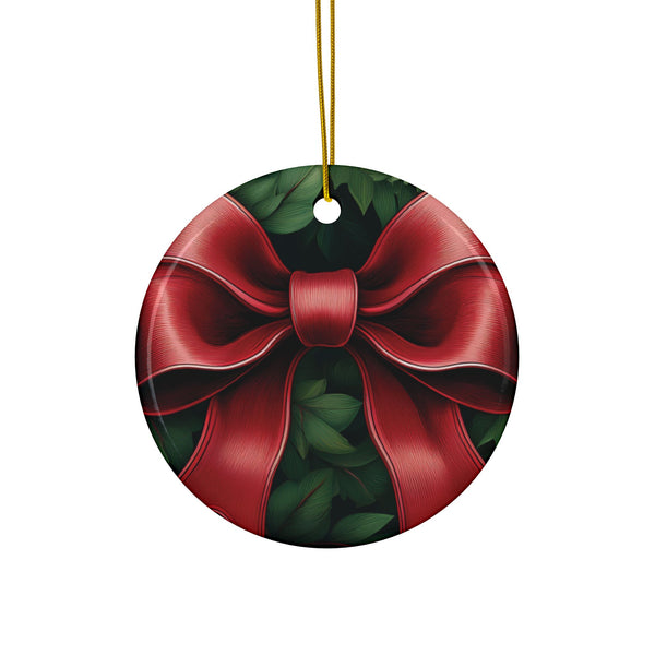 Ceramic Ornament – Christmas Red Bow