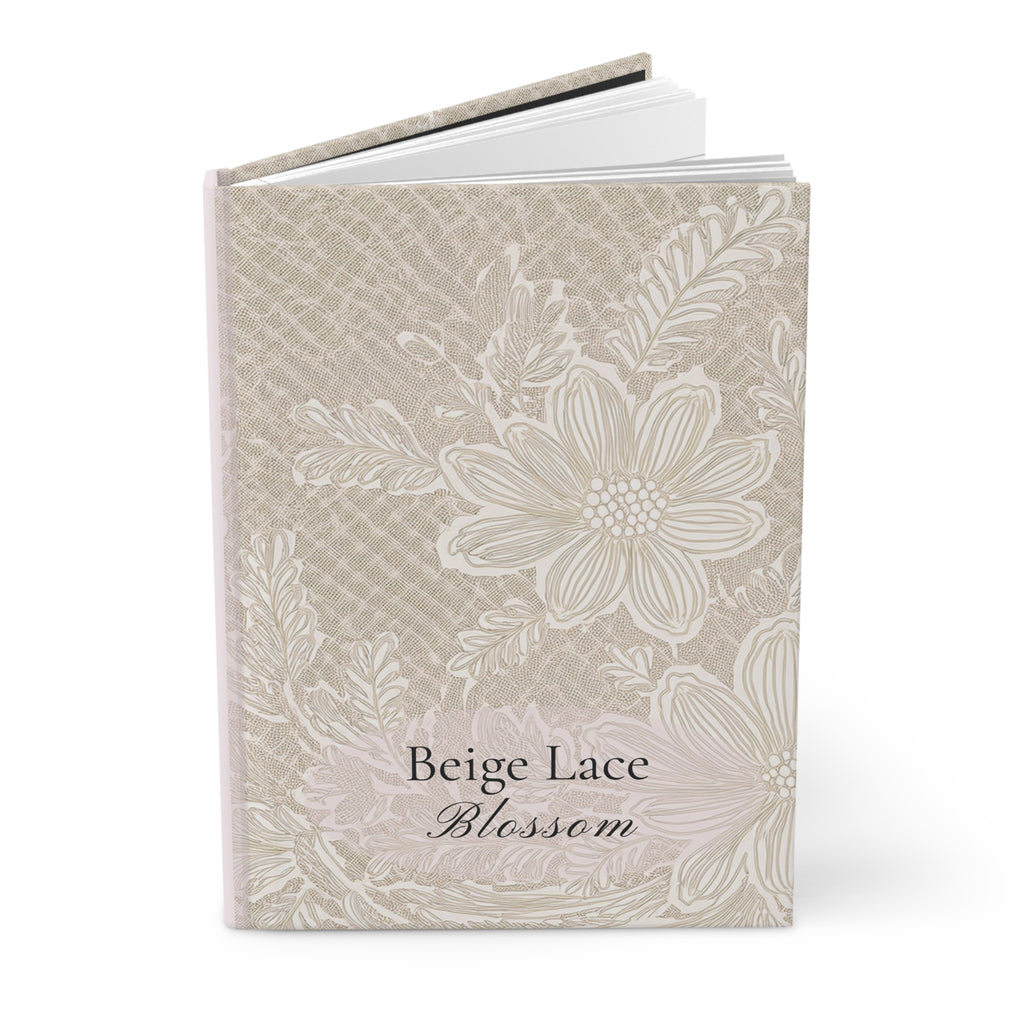 Hardcover Notebook - Beige Lace Blossom by Kjuut Design