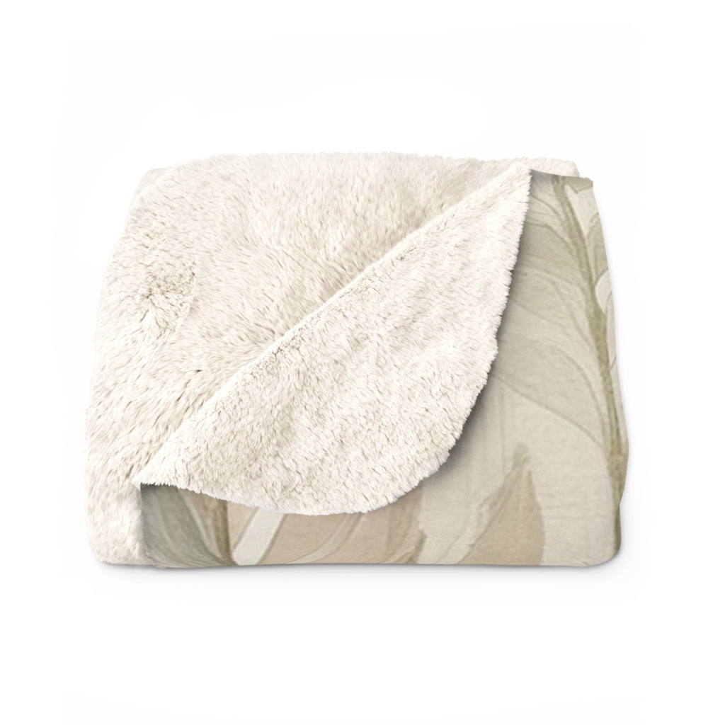 Sherpa Fleece Blanket – Sage Botanical Stripe