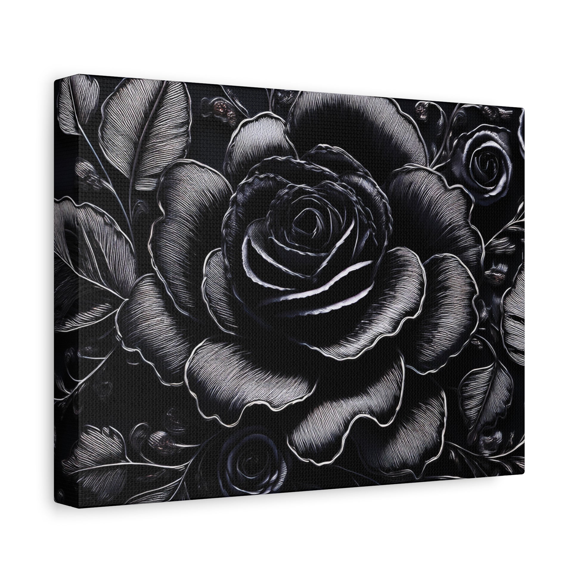 Canvas Wall Art - Midnight Elegance Rose