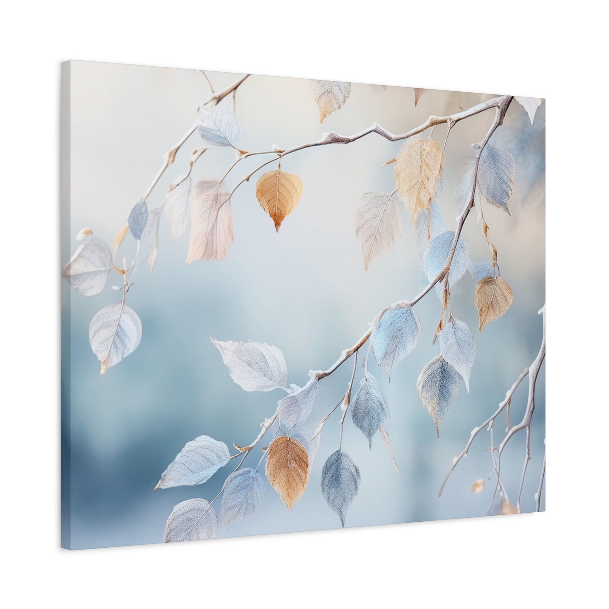 Canvas Wall Art – Frosted Woodland Leaves