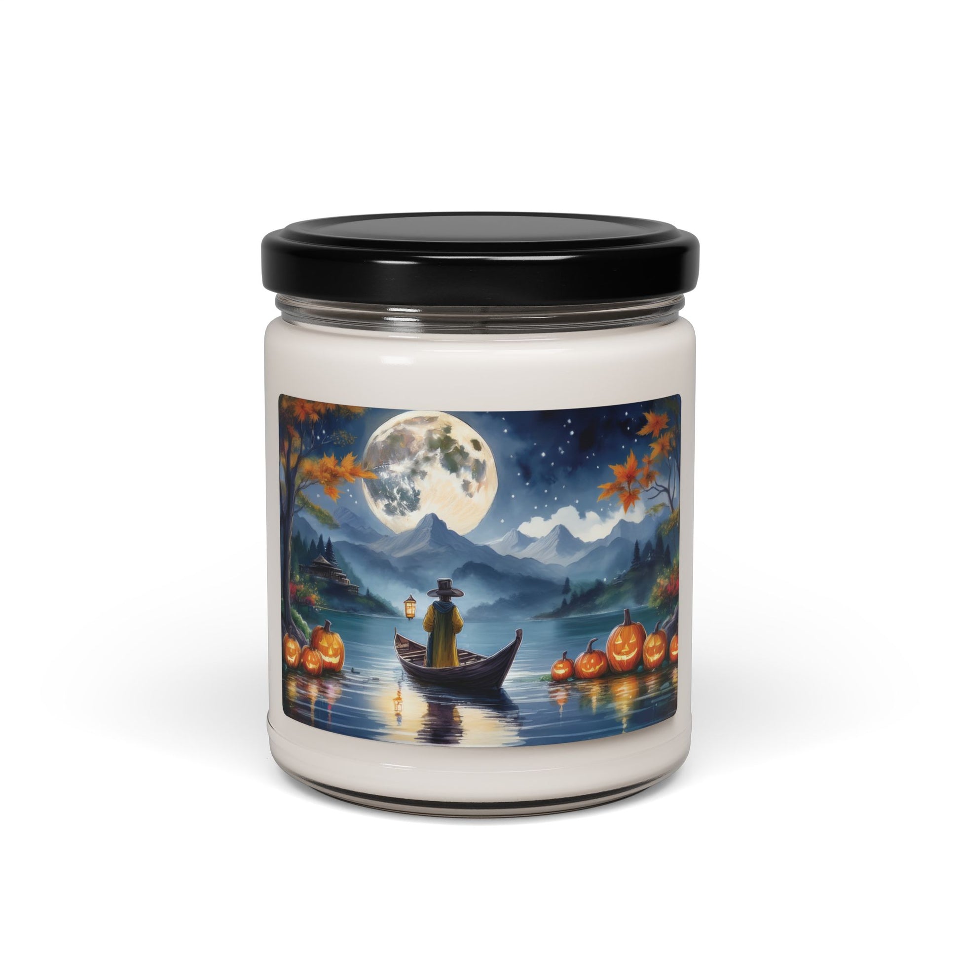 scented candle with como lake fall night design