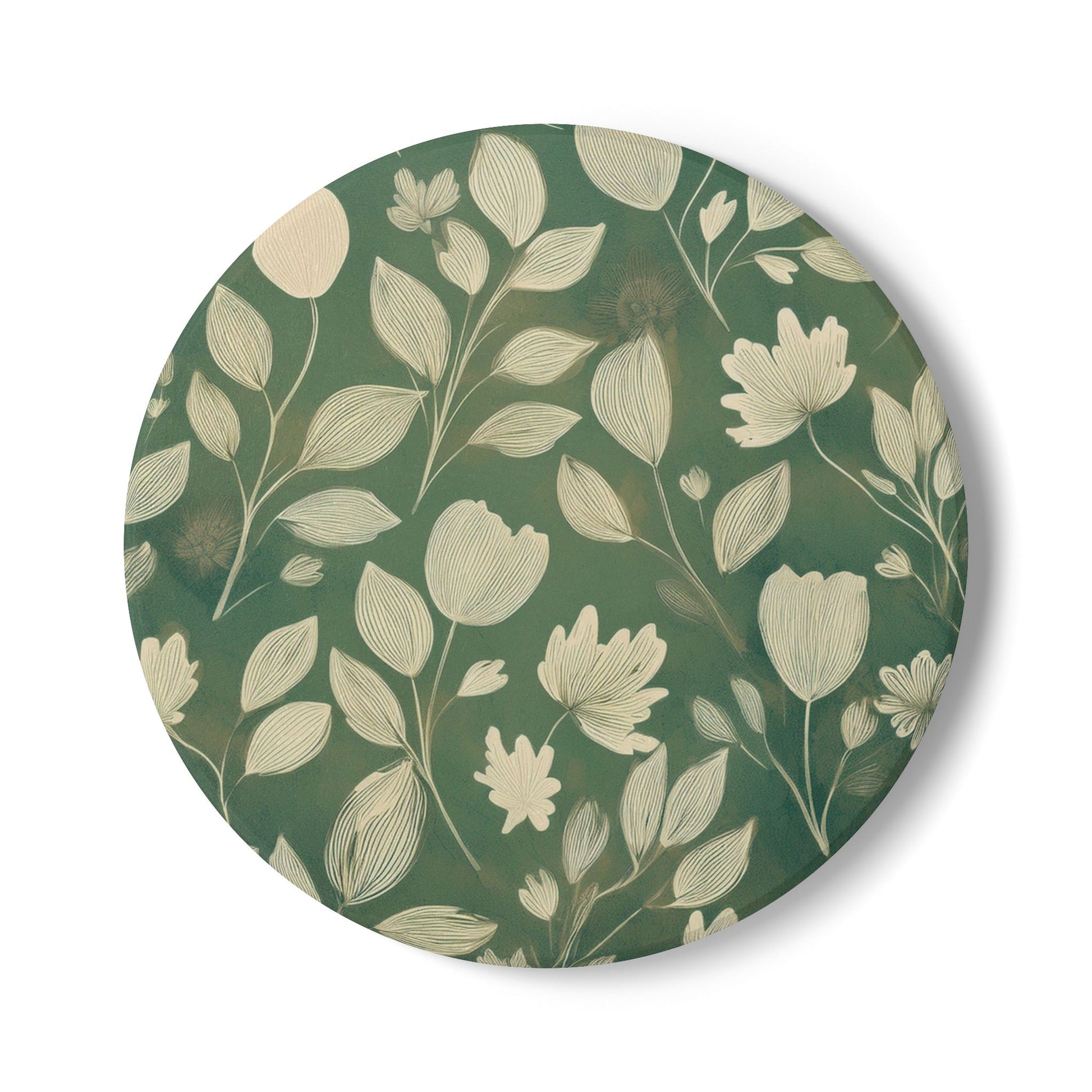 Ceramic coaster – Green Botanical by Kjuut Design