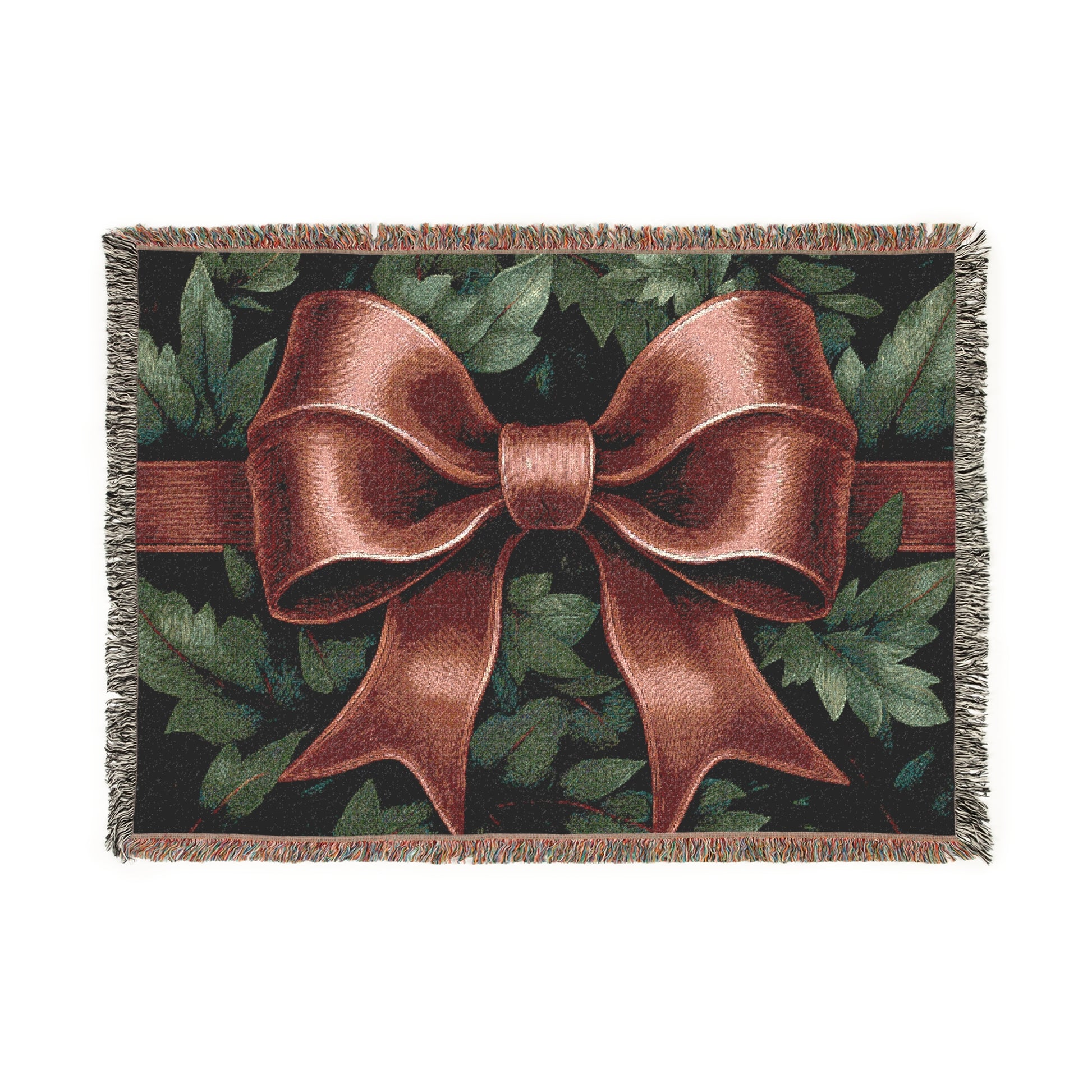 Woven Blanket – Christmas Red Bow